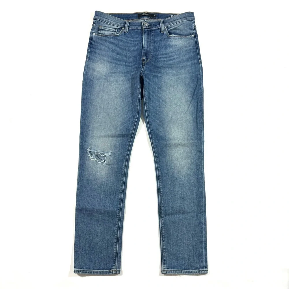Hudson Nico Skinny Jeans Distressed Ripped Knee Medium Wash